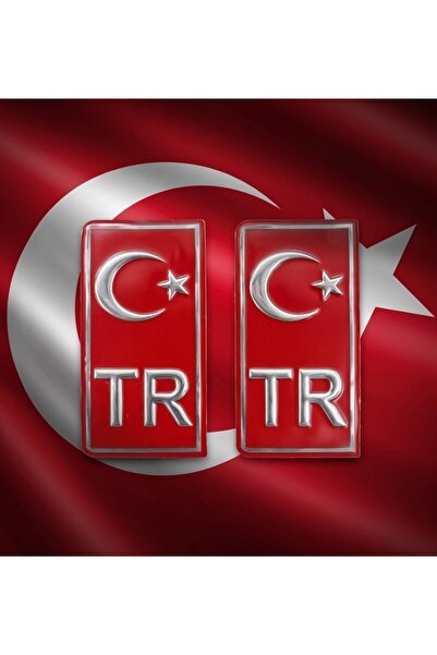 sahmeran oto aksesuar 2 Adet TR Plaka Sticker Kabartmalı Krom Görünümlü Türki...