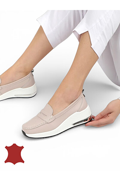 ANGEL BLUE Women's genuine leather loafers with high platform