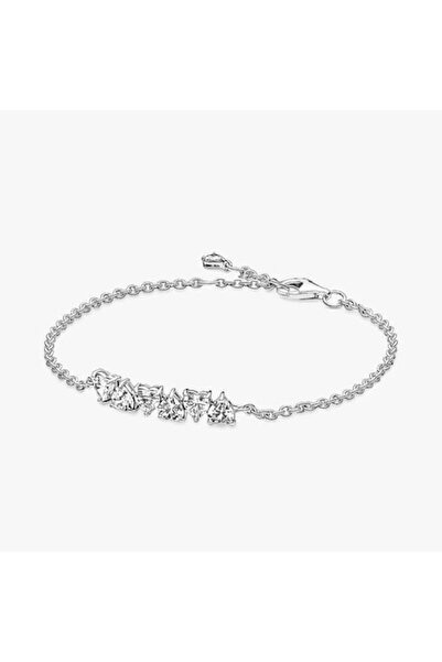 Pandora Endless chain bracelet with Zirconia hearts made of 925 Silver - 18cm