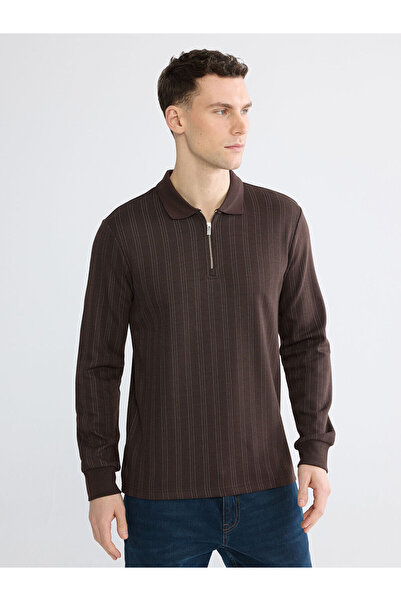 LC Waikiki Peak New Season Polo Neck Striped Men's Sweatshirt