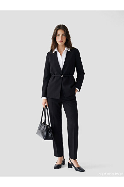 LC Waikiki V-Neck Belted Women's Blazer Jacket
