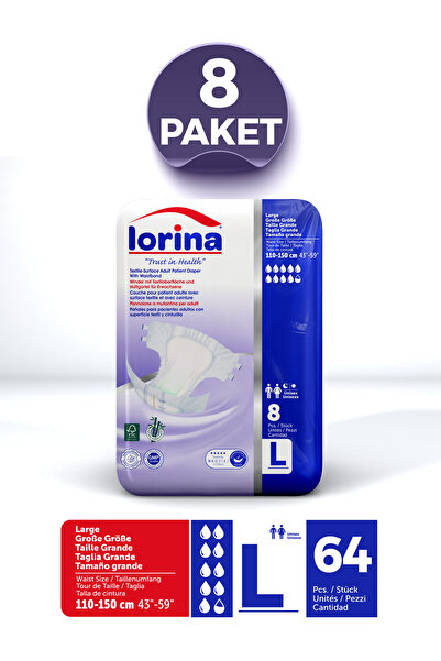 LORİNA Bel Bantlı Hasta Bezi Large Küçük Paket 8'li