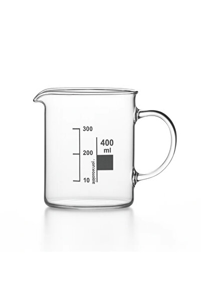 Poyrish كوب زجاجي بمقبض سعة 400 مل.