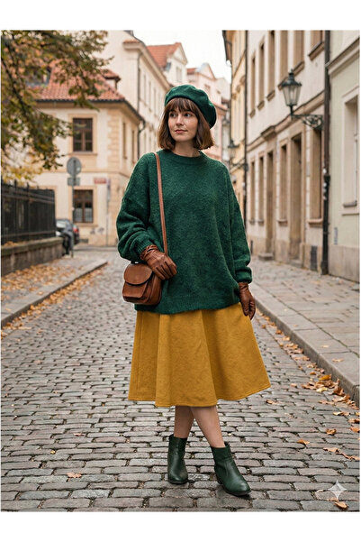 Namaste Vintage Dark Green Oversized Model Knitwear Sweater