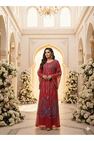 ASIAN Zahraa Jalabiya made of organza fabric for special occasions and evenin...