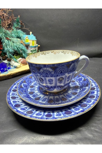 LOMONOSOV Rus çay duble kahve fincan ve pasta tabağı teio