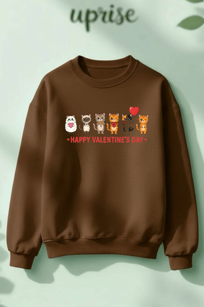 Vordevia Valentines Day Printed Cotton 3 Thread Threaded Crew Neck Oversize S...