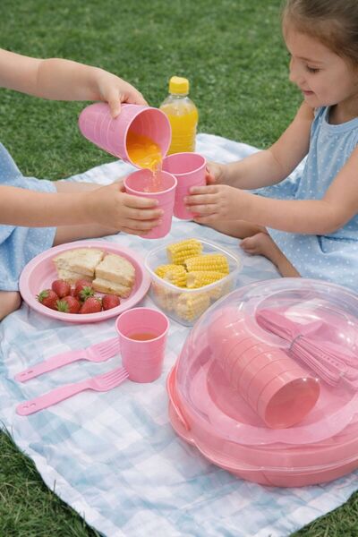 Miniro Kids 32 Parça Lüks A kalite plastik piknik seti / kek fanusu