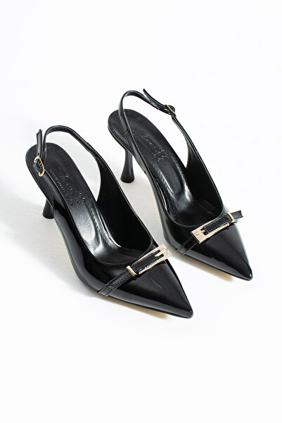 MUFUMA Women's Buckle Detailed Pointed Toe Heeled Shoes