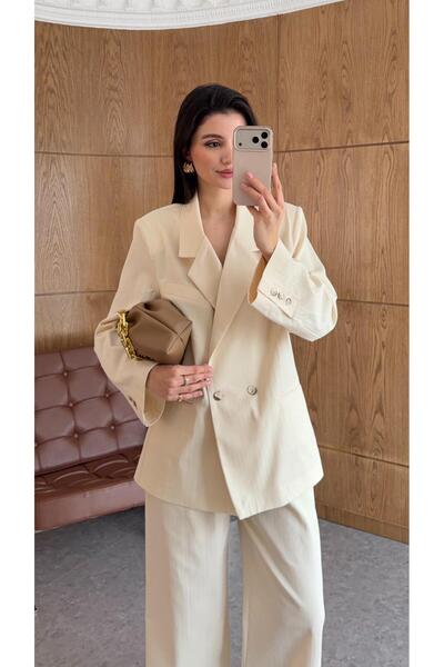 HAZELANNA Natural Jacket-Pants Linen Set