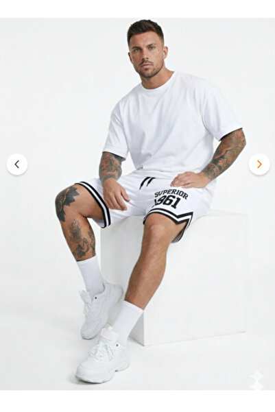 NİCE Superior 1961 Štampano muške bele košarkaške šortseve - retro stil bez m...