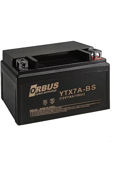 ORBUS YTX7A-BS Karbon Akü 12V Scooter Yatık Tip (150x87x94 mm)