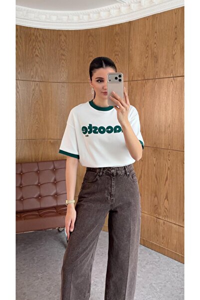 HAZELANNA Coste Green Tshirt with Embossed Text