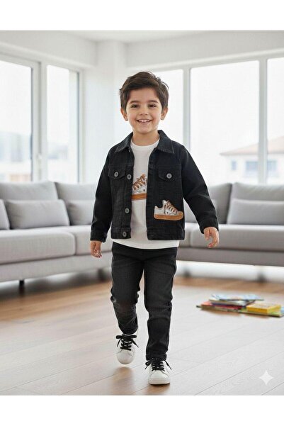 BEGONYA BEBECE KIDS Men's Denim Suit Triple Pants Jacket T-Shirt Embroidery P...