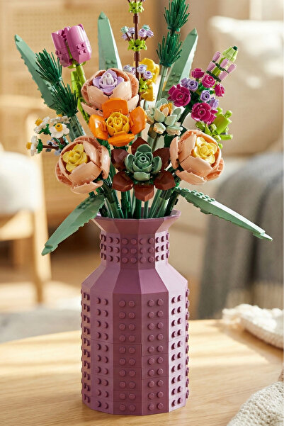 Biparca Store Lego Çiçek Uyumlu Özel Tasarım Dekoratif Vazo Biyoplastik Gül K...