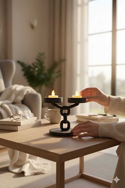 Dropcek eticaret 3D Tasarım Zincir Formlu Dekoratif Mumluk | PLA Malzeme | 16...