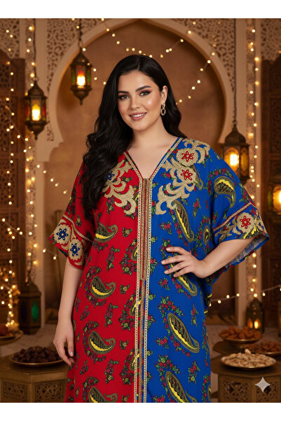 ASIAN Moza butterfly-style jalabiya in cotton fabric for a Ramadan look, with...