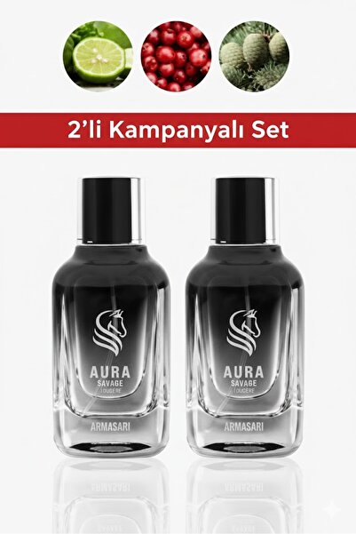Armasari Aura Savage Bergamot Uzun Süre Kalıcı 100 ml EDP Erkek Parfüm 2'li Set