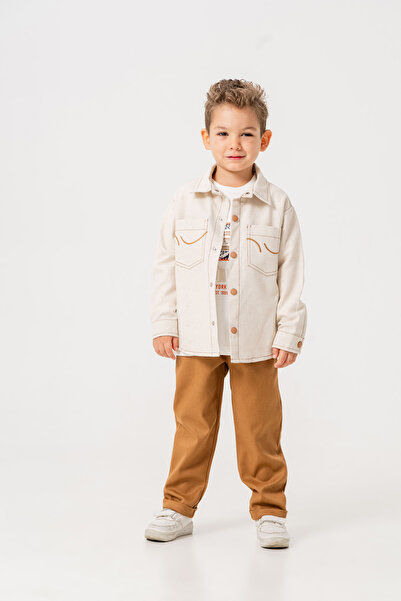 LUCY EXCLUSİVE Natural 3-Piece (Jacket; T-Shirt; Pants) Holiday Boy's Set