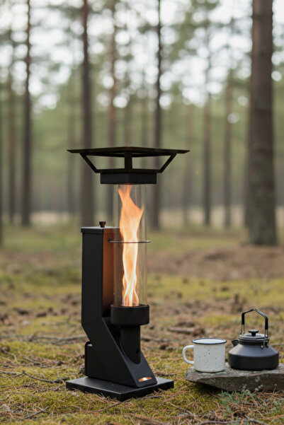 Özmen Soba Mini Kamp Pelet Sobası - Portatif Taşınabilir Dış Mekan Bahçe Sobası
