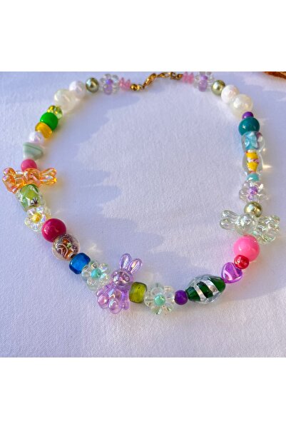 CherryPop Takı El Yapımı Renkli Boncuklu Tavşan Kolye Gummy Core