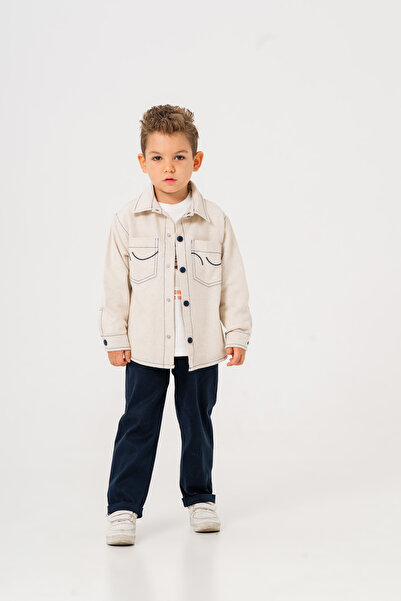 LUCY EXCLUSİVE Set natural din 3 piese (Jachetă; Tricou; Pantaloni) pentru bă...