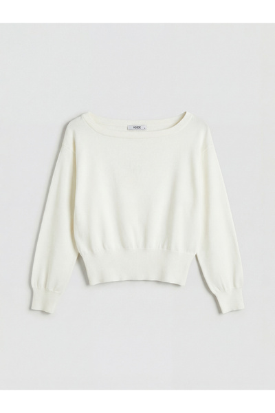 LC Waikiki Ecru Boat Neck Women's Knitwear Sweater