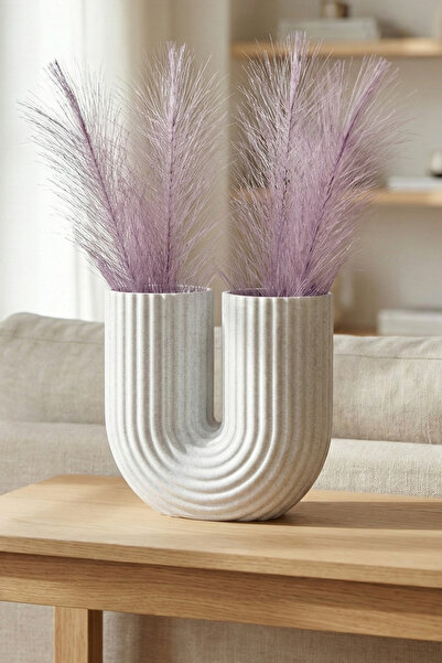 ENG.CO Marble Patterned U-Shaped Vase - Modern Decorative U Figurine Vase wit...