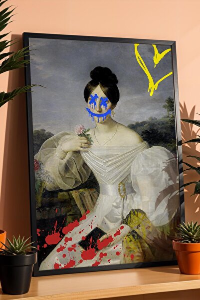 Saturn Classic Portrait Graffiti Framed Painting Classic Art and Street Art B...