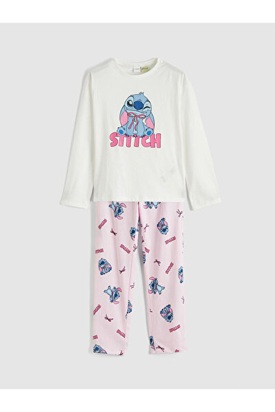 LC Waikiki Set de pijamale pentru fete cu imprimeu Stitch, Sparkling Choices,...