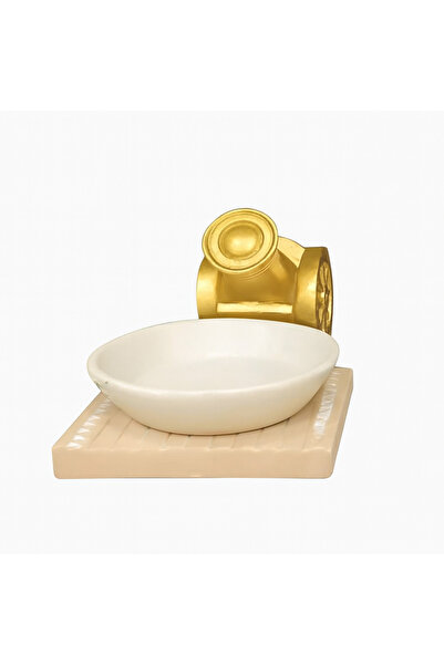 Saudi Arabia Gold Brass Wall-Mounted Soap Dish Synthetic with Ceramic Tray