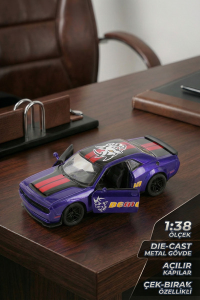 craftivio 1:38 Ölçek Dodge Challenger Demon Metal Oyuncak Araba - Çek Bırak A...