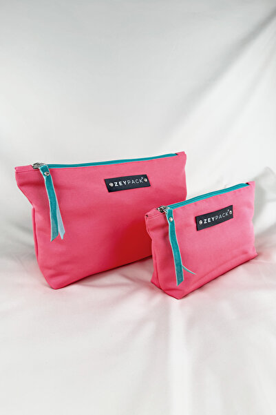 zeypack Pembe Makyaj ve Seyahat Çantası - 2'li Set, Özel Tasarım