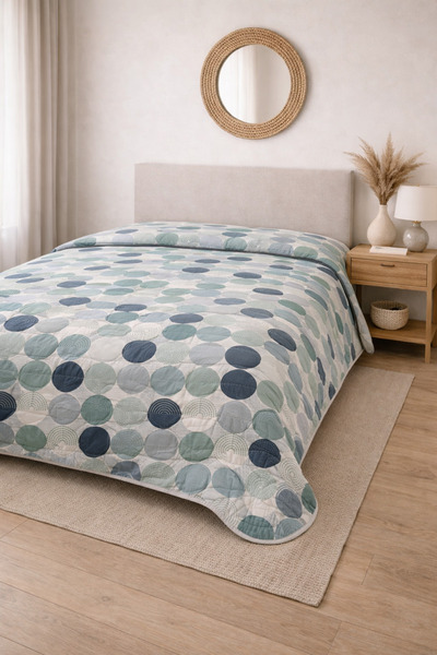 sternen glanz Laila Quilted Cotton Double Bedspread 200 X 230 cm Multi-Purpos...