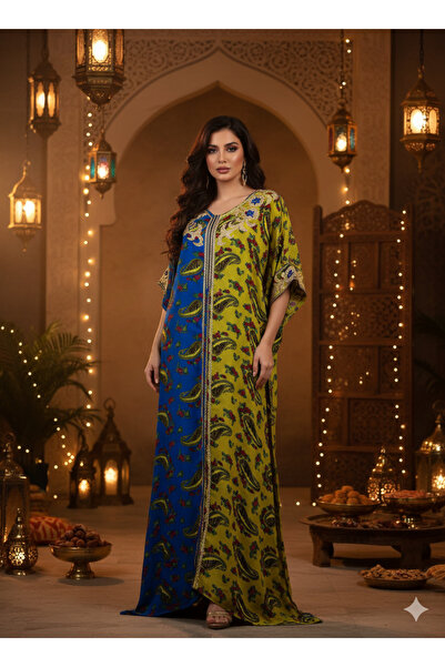 ASIAN Moza butterfly-style jalabiya in cotton fabric for a Ramadan look, with...