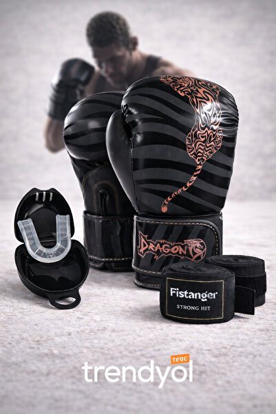 Dragondo Tiger Boks Eldiveni Siyah Bronz | Kick Boks & Muay Thai Antrenman El...