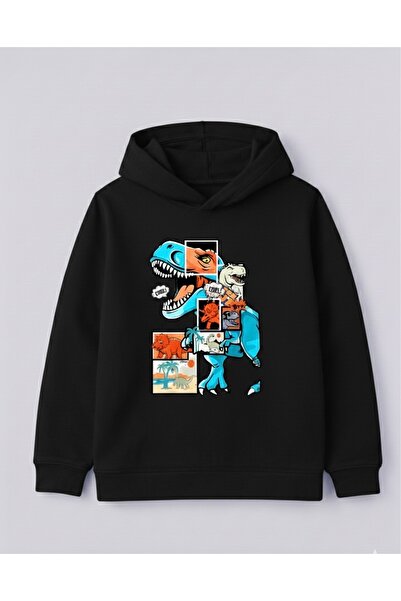 Tiny and Co سويت شيرت بقلنسوة للأطفال مطبوع عليه تي ريكس مصنوع من القطن بنسبة...