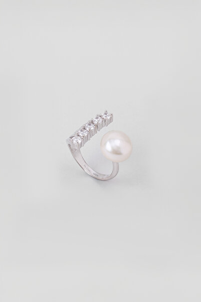 So CHIC... Margaret 18 Ayar Beyaz Altın Kaplama Ayarlanabilir Gümüş Yüzük