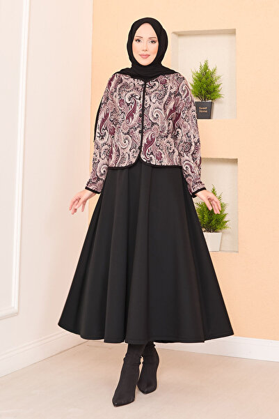 EBRUTESETTÜR Croplu Jacket Skirt Set Black