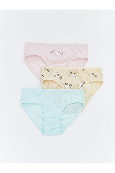 LC Waikiki Rmz Gi̇yi̇m Farkiyla Printed Girls' Panties 3-Piece Set
