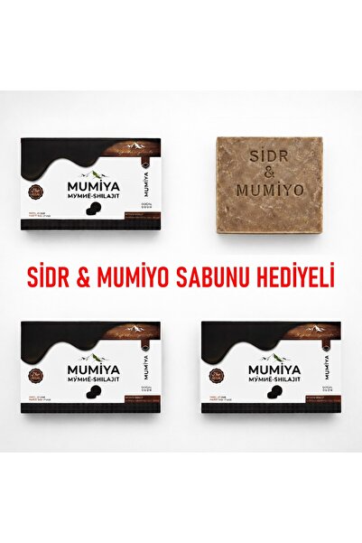 mumiya Saf Shilajit 30 Tablet 3 Adet ve Sidr & Mumiyo Sabun 1 Adet Hediye