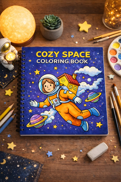Z&R CRAFT COZY SPACE BOYAMA KİTABI - UZAY TEMALI - YETİŞKİN VE ÇOCUK - KALIN ...
