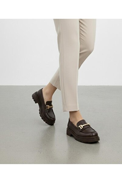 BARAK SHOES Women's High Anti-Slip Sole Buckle Detailed Oxford Loafer Shoes