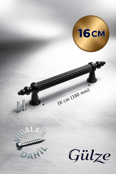 GÜLZE (16 cm) SİYAH Renk VEZİR Model Mobilya Kulpları Dolap, çekmece, komodin...