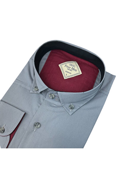 EREN STYLE Cotton Long Sleeve Pocketless Sports Shirt (Slim Fit Model)