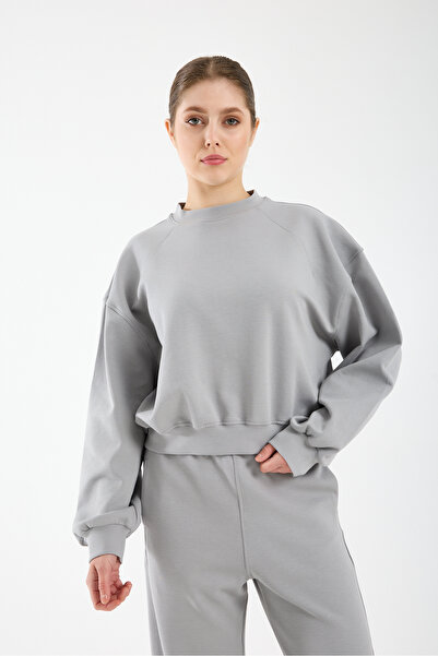 MONNSTUDİO Women's Crew Neck Modal Sweatshirt - Premium Soft Textured Basic Top