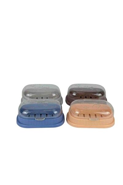 Generic علبة صابون بلاستيكية بغطاء محكم الإغلاق - مجموعة من 4 ألوان