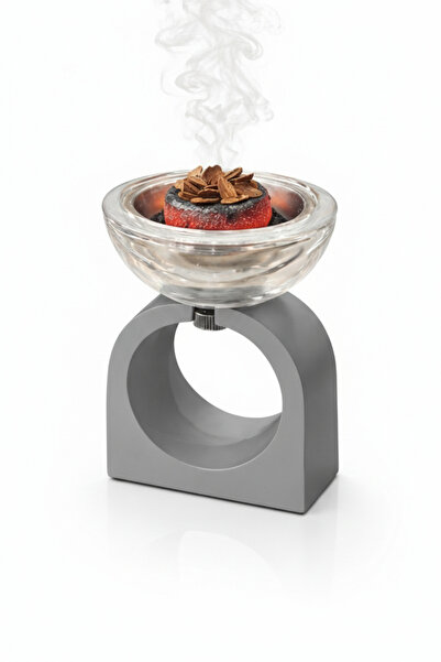 DUX مبخرة زجاجية وسيراميكية عصرية - قاعدة دائرية سوداء أنيقة - حامل بخور للمن...