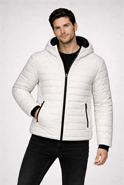 pazarella Erkek Şişme Kapüşonlu Fermuarlı Mont Su Itici Kapitone Astarlı Kuma...