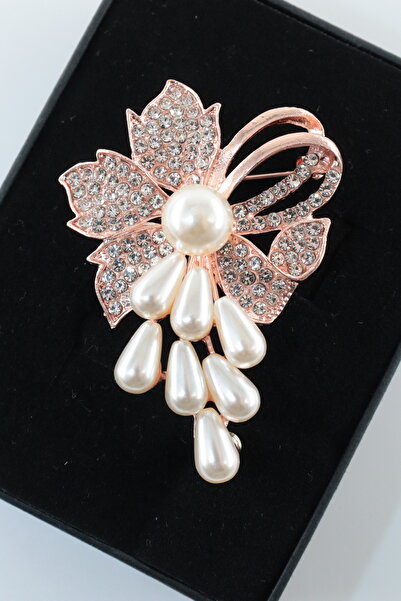 KEEBA Solmayan güzellik inci salkımı çiçeği broş gold renkli zirkon taşlı inc...